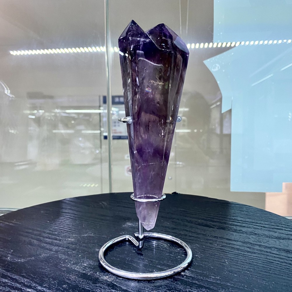 1.25LB Natural Amethyst Quartz obelisk Crystal Wand Point Specimen Healing+base-