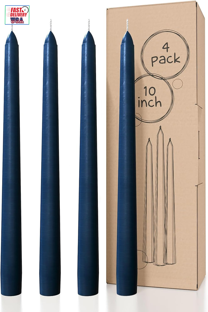 10 Inch Taper Candles Set of 4 - Dripless Taper Candles and Unscented Candlestic