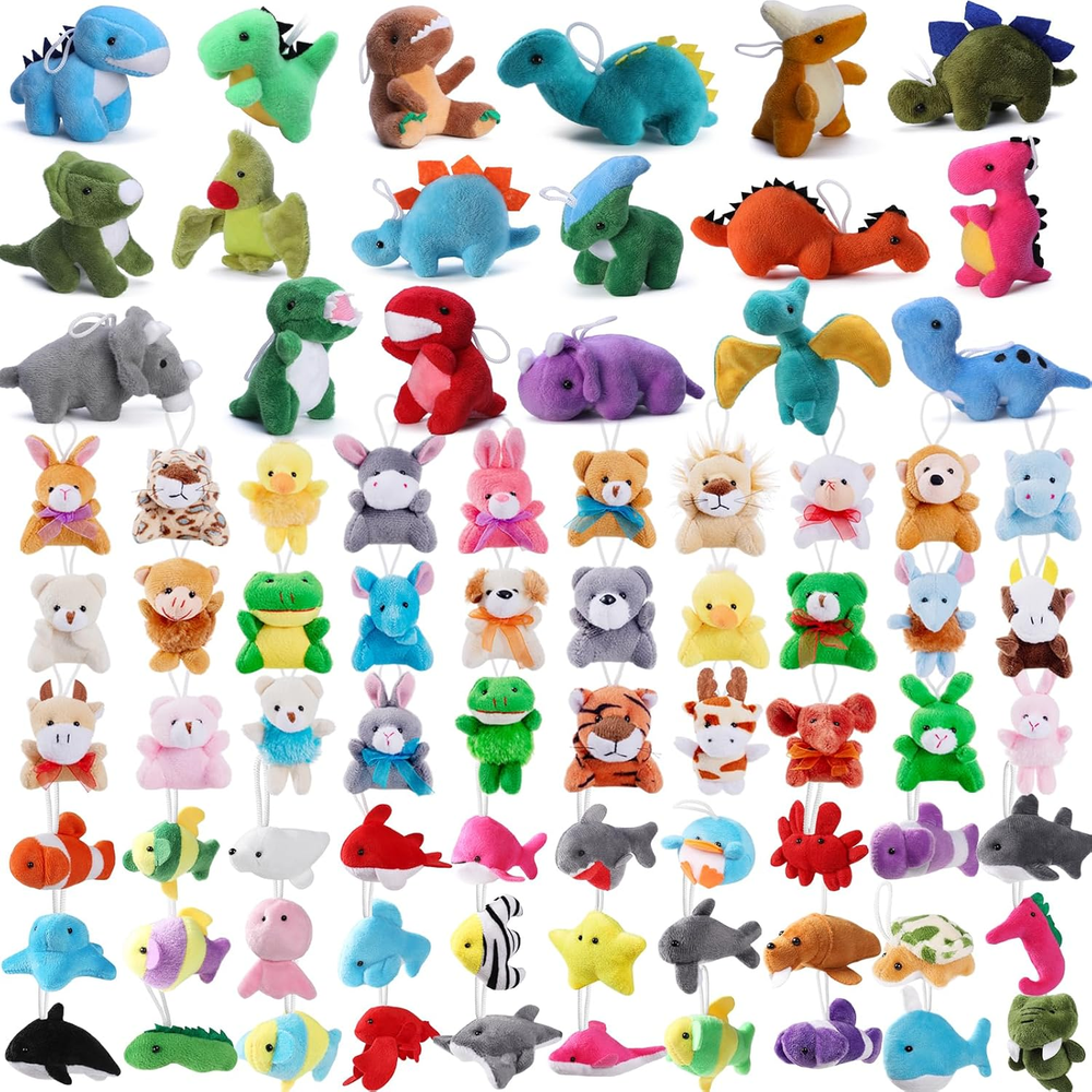 78 Pack Mini Stuffed Animals, Assorted Plush Toy, Party Favors for Kids, Classro