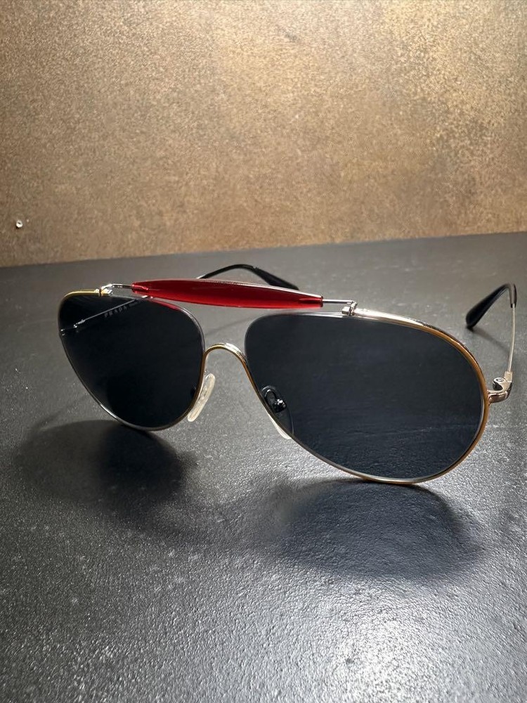 Prada Aviator Sunglasses Silver Frame Black Lenses Used