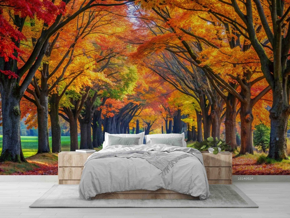 3D Woods Path Autumn Landscape Wall Murals Wallpaper Murals Wall Sticker 3
