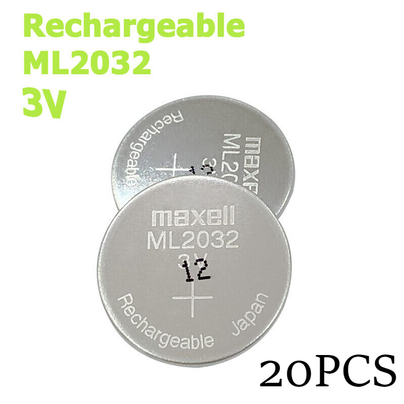 20X 65mAh 3V Rechargeable Battery ML2032 2032 For Electronics CMOS Calculators