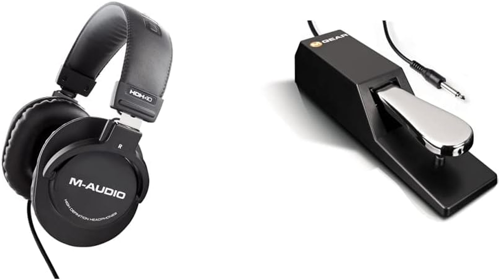 M-Audio HDH40 Closed-Back Over-Ear Headphones in Black with SP 2 Universal Stand
