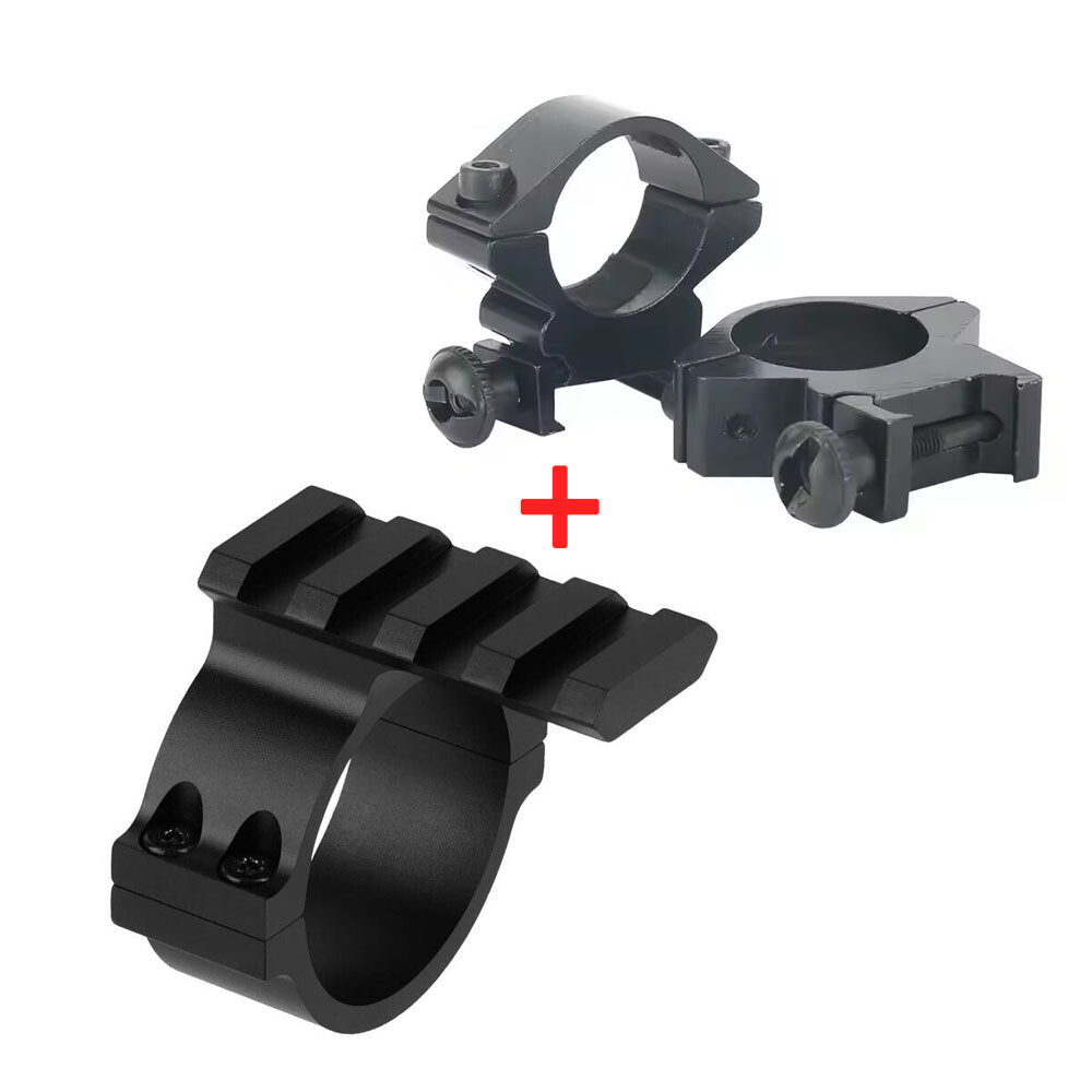 34mm Rail Scope Barrel Mount with Low Profile 25.4mm Scope Ring Adapter