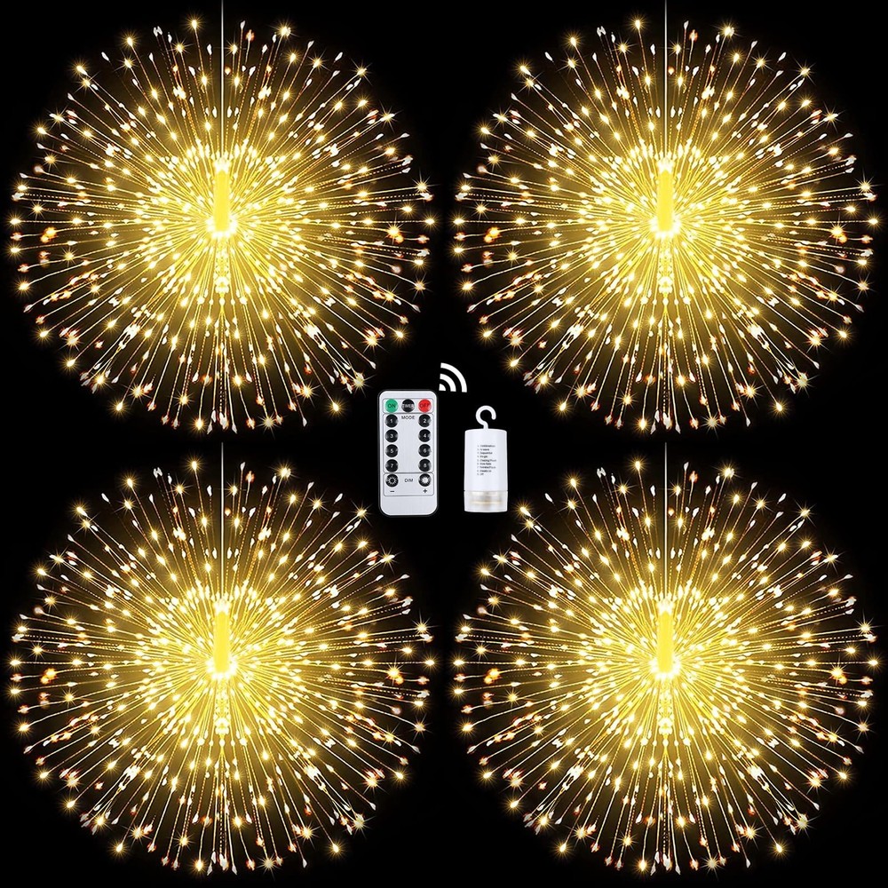 4-Pack Techip 225LED Copper Wire Fairy Lights Battery Operated with Remote