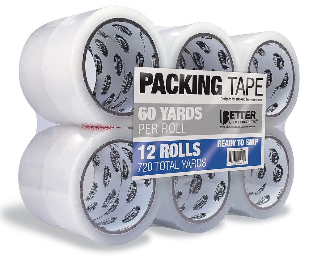 12 Pack Clear Packing Tape Refill Rolls, Heavy Duty, 1.88 Inch x 60 Yards Per...