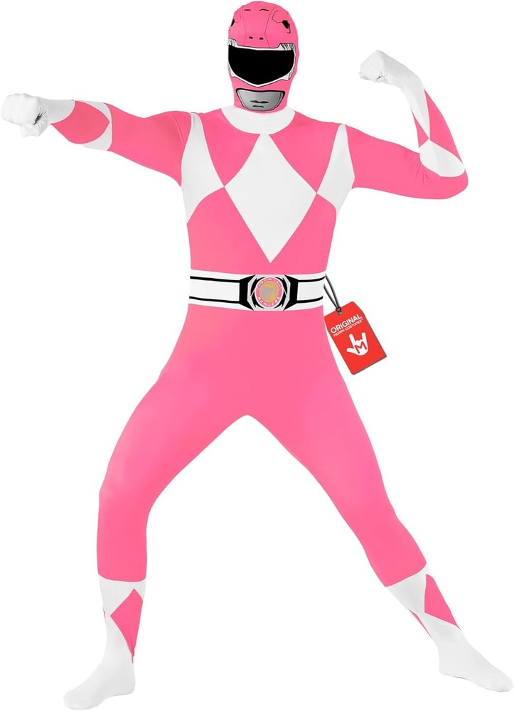 Morphsuits Pink Power Ranger Costume Adult Men, Power Ranger Costume Adult, Funn