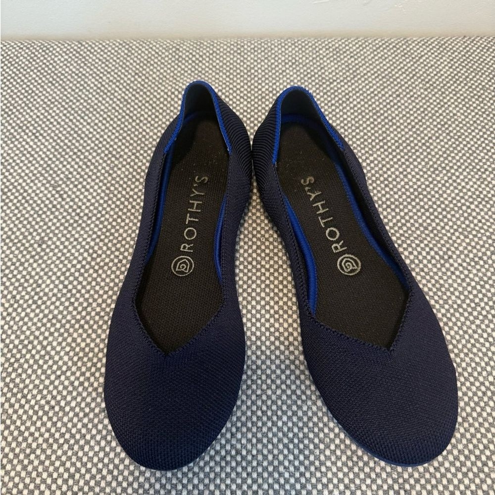 Rothy's Maritime Blue Round Toe Ballet Flats size 8w