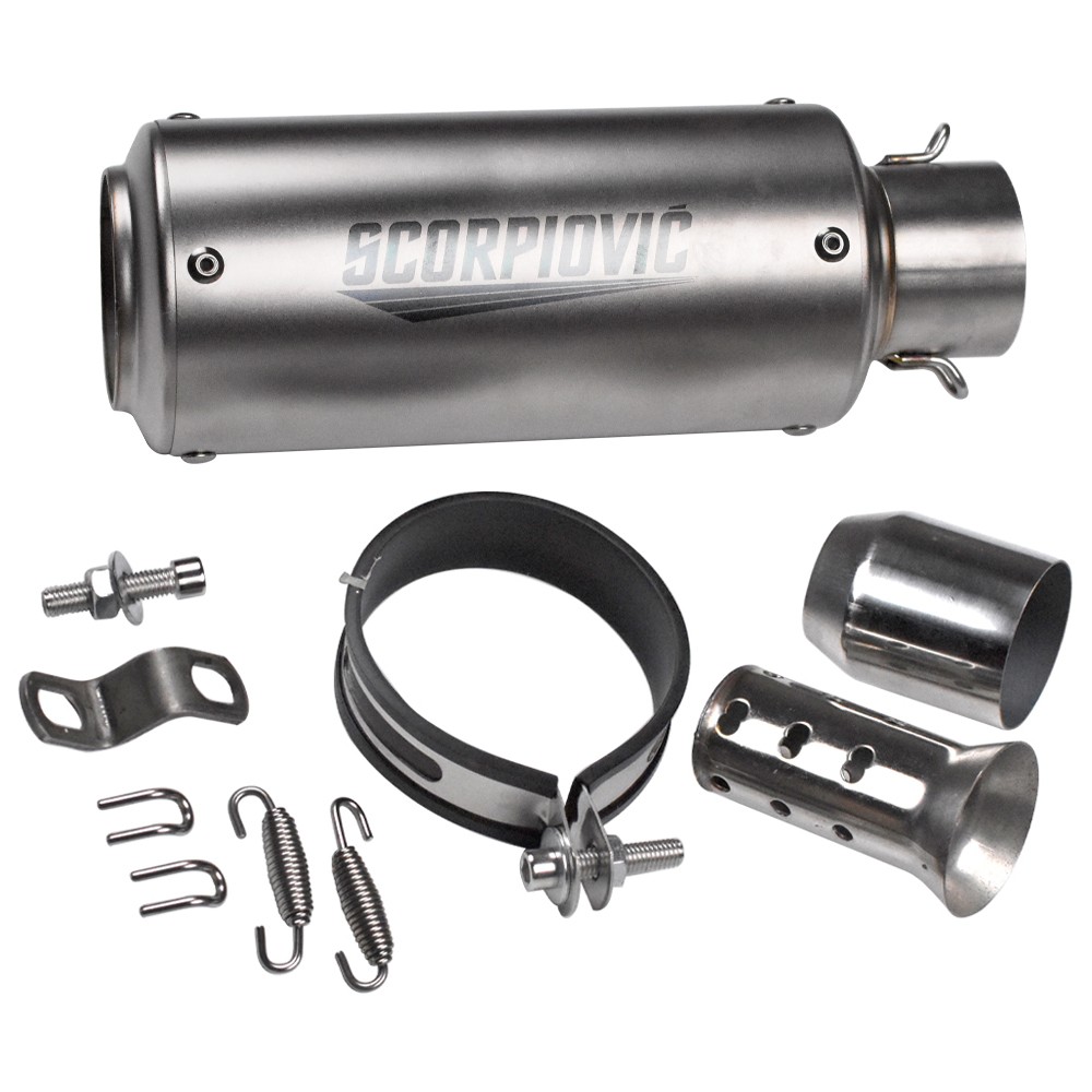 Slip-on 51mm Universal Motorcycle Exhaust Muffler Pipe Tail Tips Round Titanium