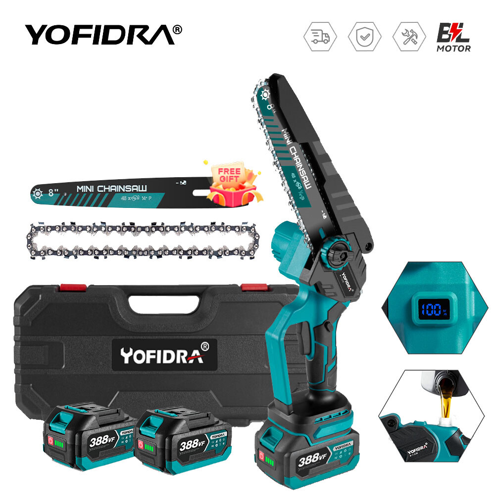 8-Inch Cordless Electric Chainsaw for Makita 18V with 2 Batteries