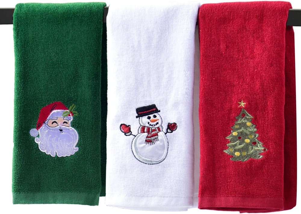 Christmas Hand Towels for Bathroom 16 x 25 inch, 3 Large（16*25in）, Set of 3
