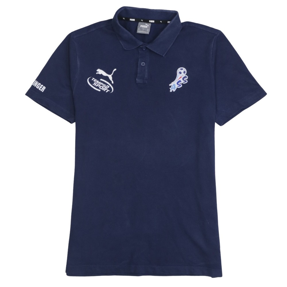 Puma Mens Polo Shirt Navy Blue Cotton Embroidered Logo Sports Short Sleeve M
