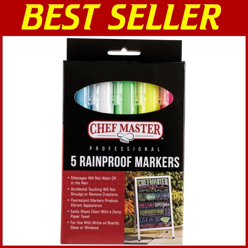 Waterproof Markers Set of 5 Bright Colors for Outdoor Signs