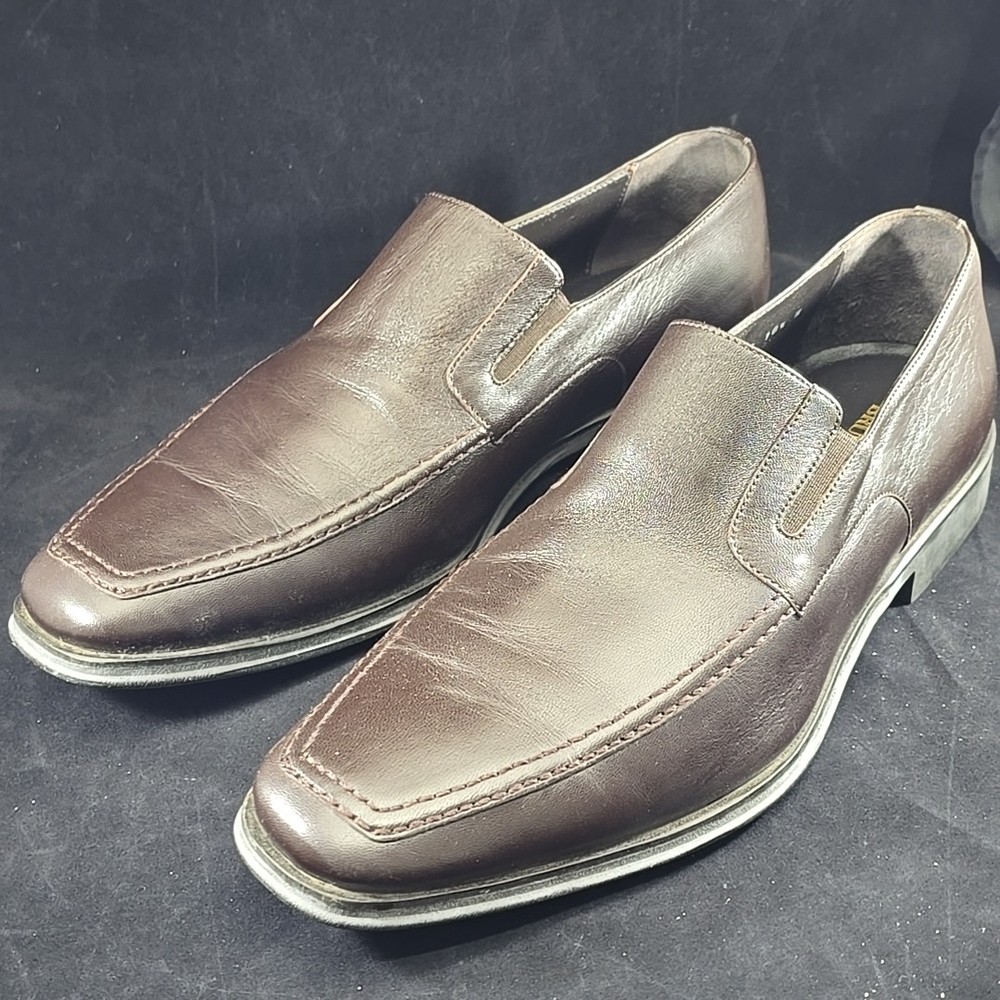 Bruno Magli Raging Leather Slip On Loafers Dress Shoes Sz 10.5 W Brown Italy