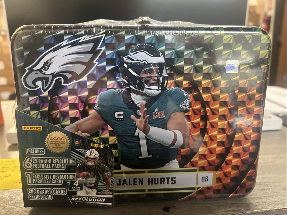 Jalen Hurts 2025 Panini Revolution Trading Cards Lunch Box Tin Factory Sealed