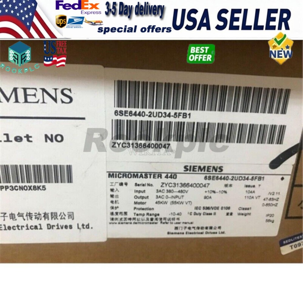 New Siemens 6SE6440-2UD34-5FB1 6SE64402UD345FB1 MICROMASTER440 without filter