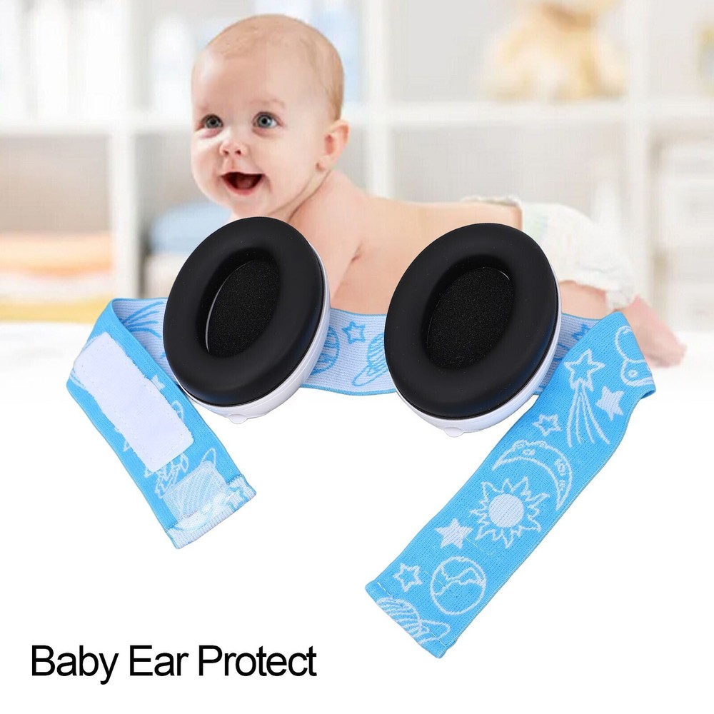 Blue Elastic Baby Ear Protectors – Noise Cancelling Earmuffs for Infants