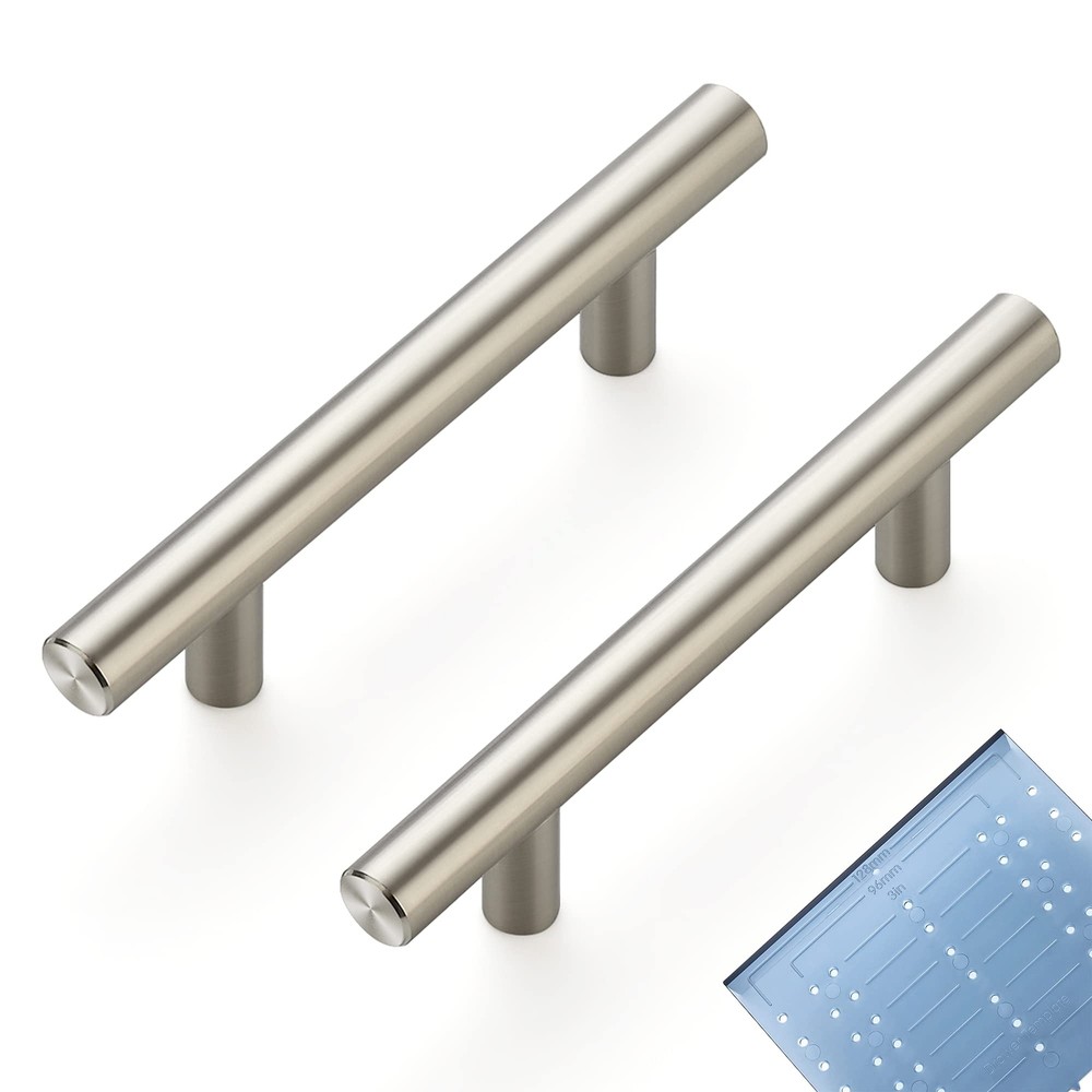 10 Pack 5 Inch Brushed Nickel Cabinet Pulls with 3 Inch Hole Center Template