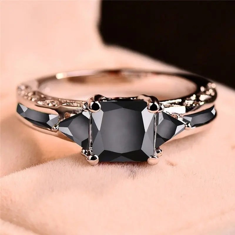 Silver Elegant Black Zirconia Eternity Ring