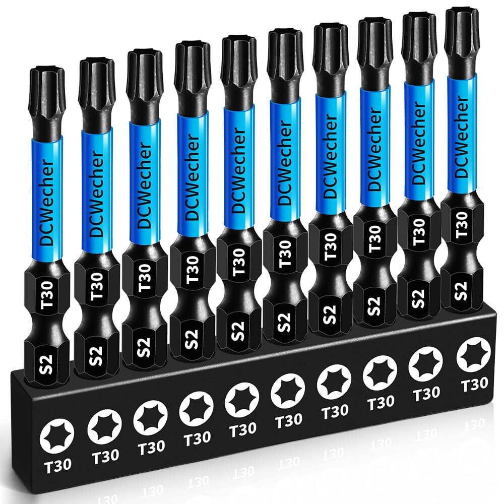 10-Pack T30 Torx Bit Set with 2-Inch Magnetic Impact Bits