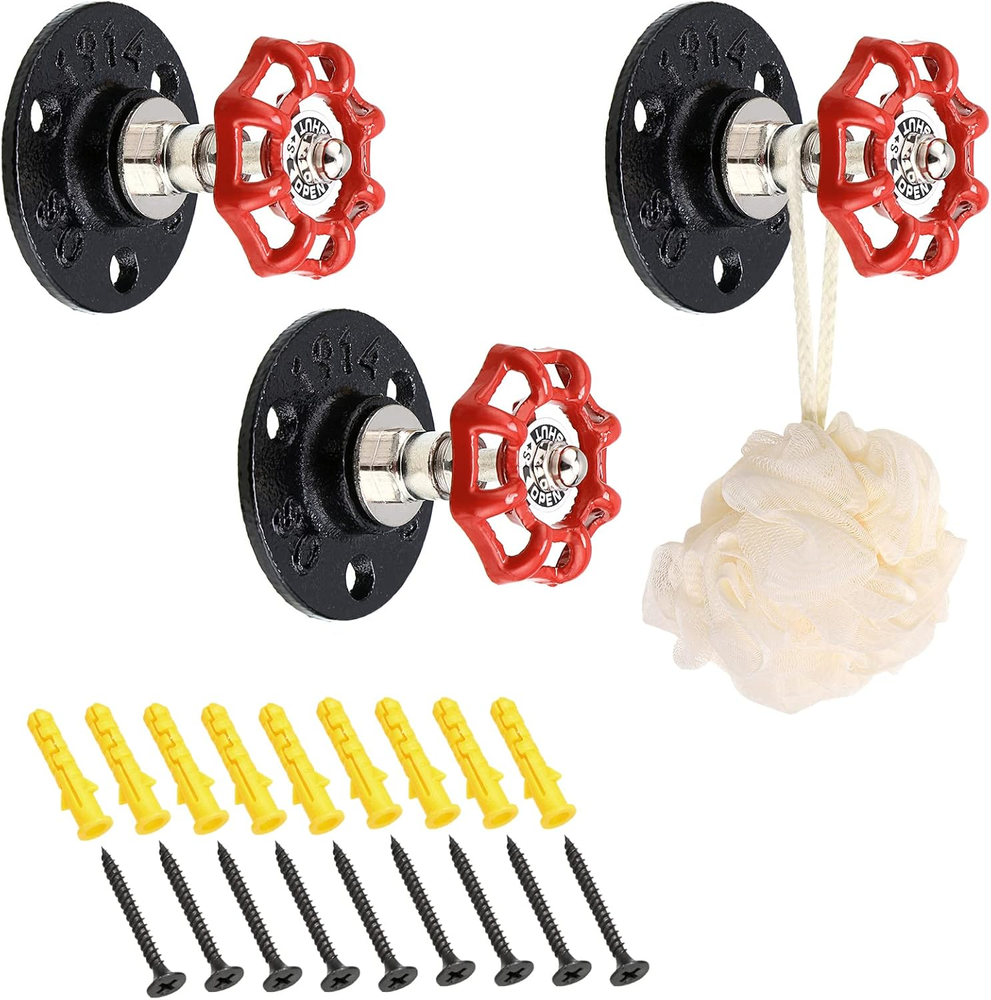 Sumnacon 3 Pcs Industrial Pipe Coat Hook Racks - Heavy Duty Rustic Hat Robe