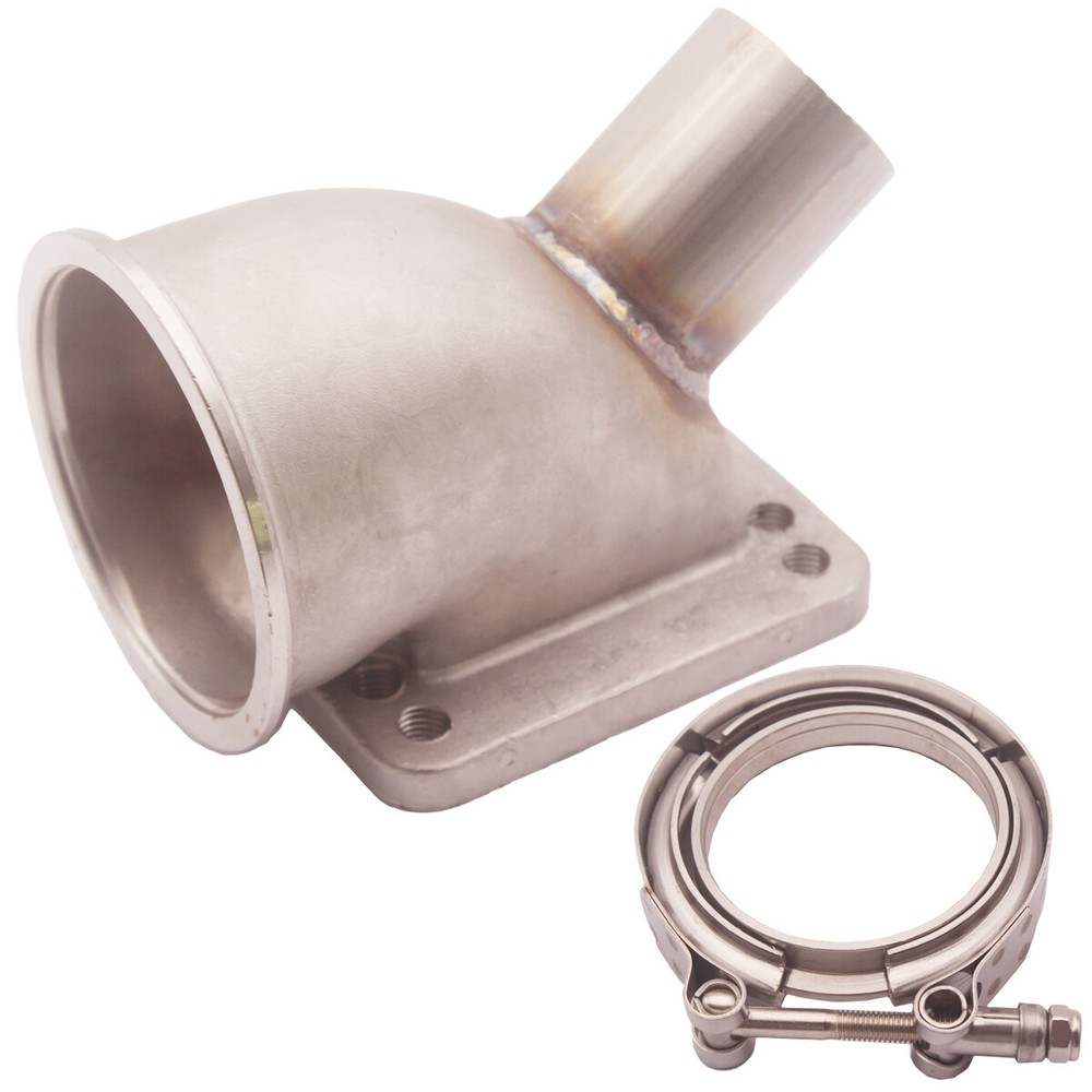 SS304 2.5 Inch T3/T4 to V-Band 90-Degree Turbo Elbow Adapter with Wastegate Tube  