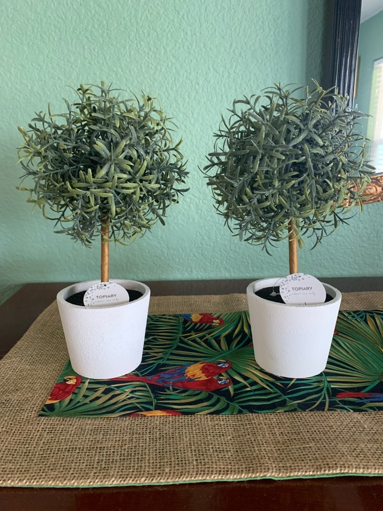 Small tabletop Indoor Faux green topiary trees, 10