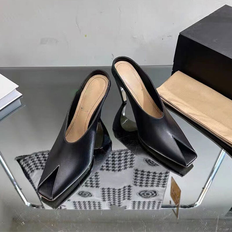 Women Peep Toe Slippers Summer Fashion High Heel Slip On Party Sandals Shoes