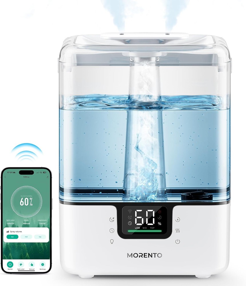 MORENTO 6L Smart Cool Mist Humidifier for Large Room and Bedroom Top White