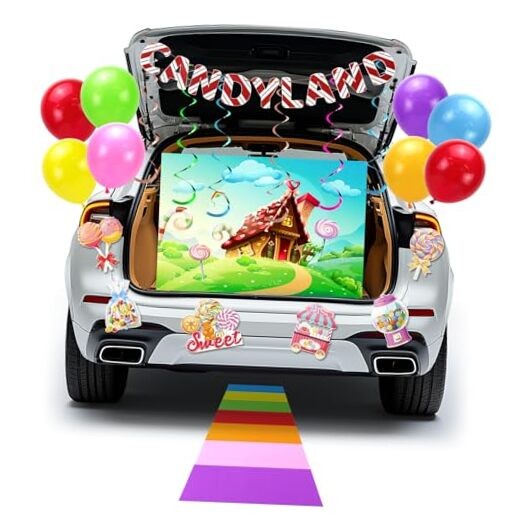 Wonka Party Lollipop Banner Balloons & Trick or Treat Outdoor Sweet Candy Land