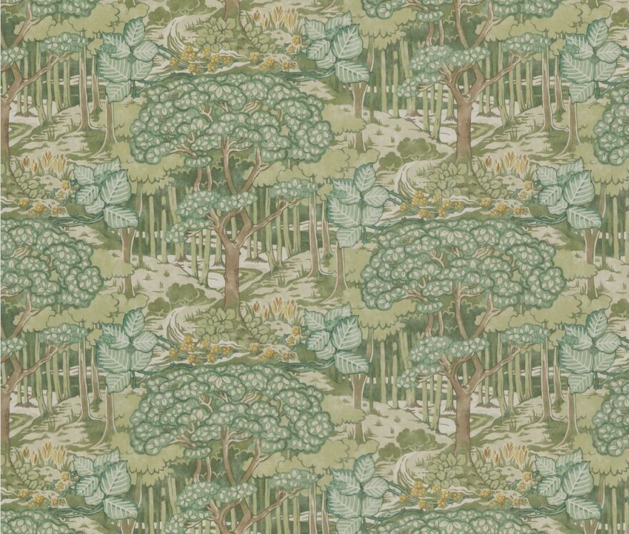 GP & J BAKER CURTAIN FABRIC DESIGN Ruskin 3.8 MTR GREEN 100% COTTON BRANTWOOD CO