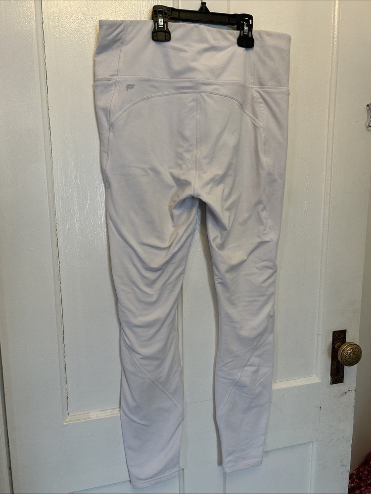 Fabletics Powerhold High-Waisted White Leggings for Women Large with Side Pockets