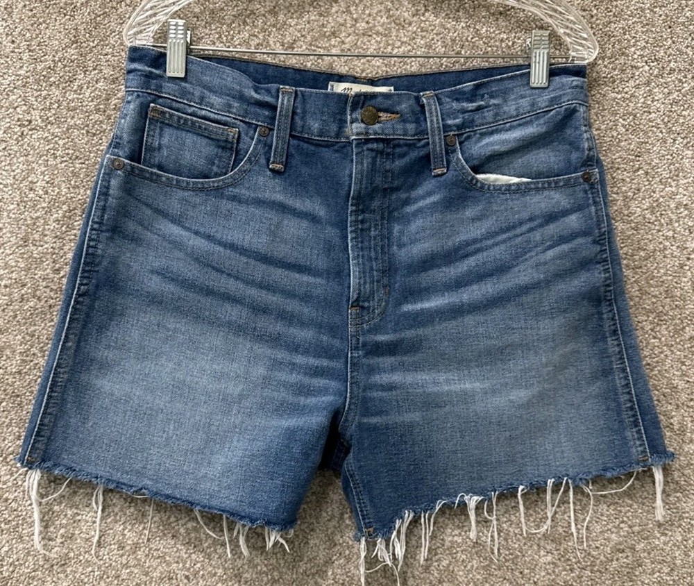 Madewell Shorts Womens 29 Blue Denim The Perfect Jean Raw Hem High Rise Zip Fly