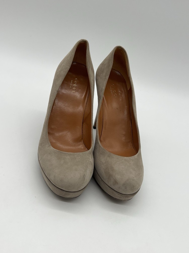 Gucci Betty 269703 Womens Grey Suede High Heel Dress Shoes Size 39 US 9 Italian Made