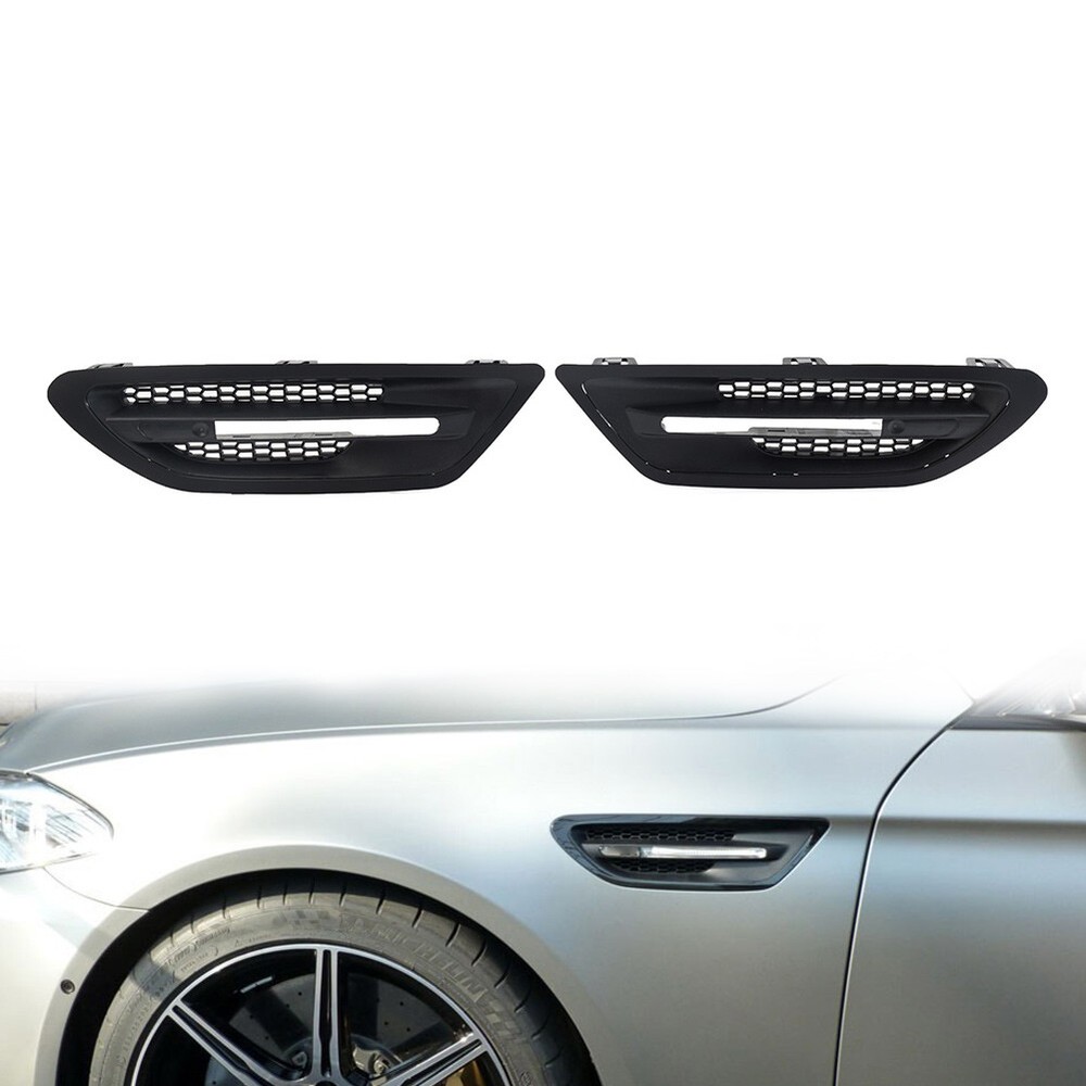 2X Side Vent Grille Air Fender Mesh For BMW 5-Series F10 M5 2011-16 Matte Black