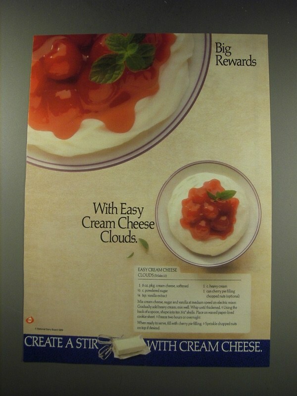 1991 National Dairy Board Ad Easy Cream Cheese Clouds Recipe