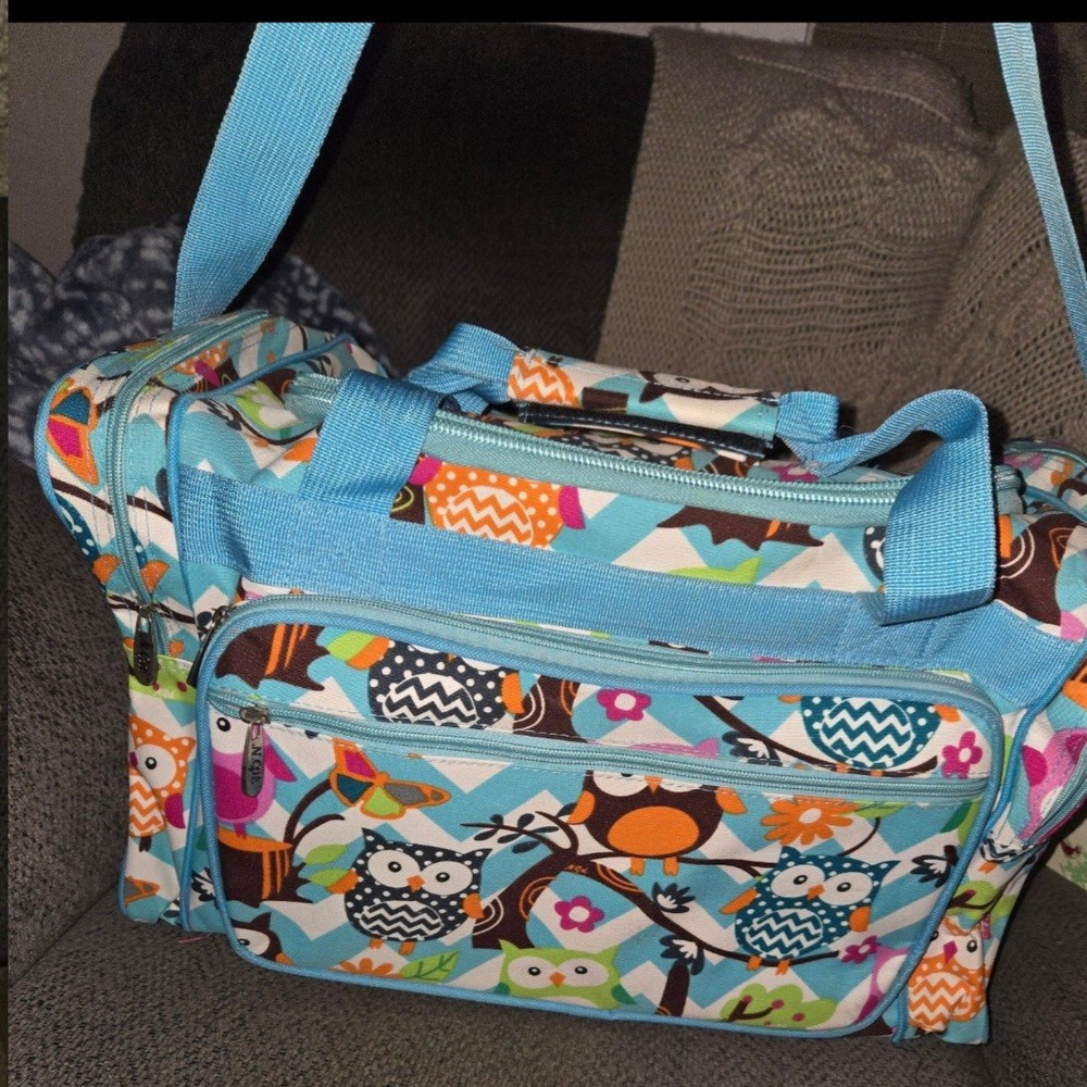 Red & Black Owl Print Weekender Overnight Tote Travel Bag