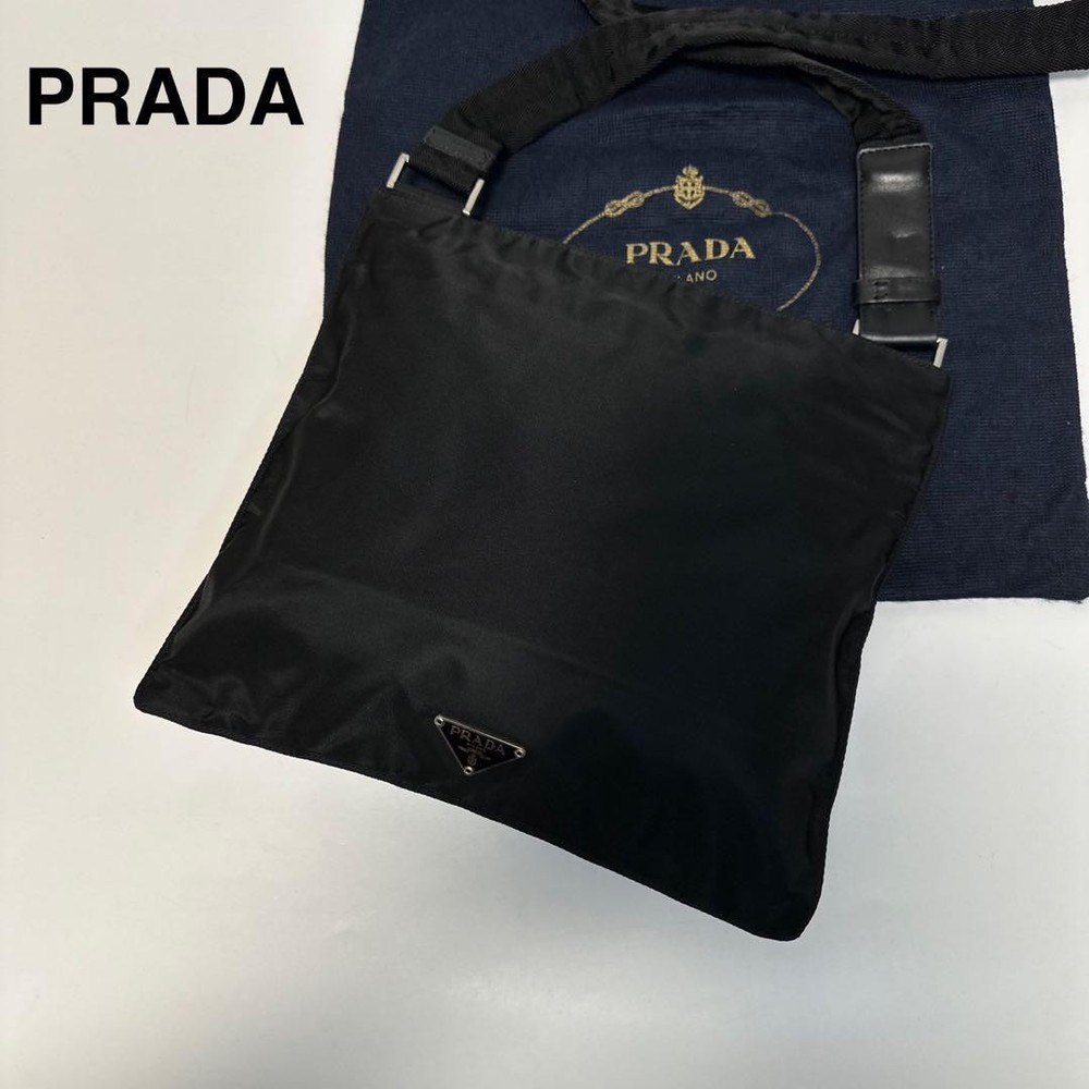Prada M14 Nylon Shoulder Bag with Black Triangle Logo and Dust Bag