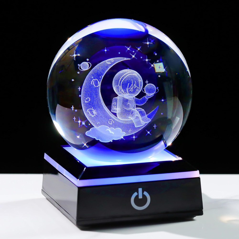3D Solar System Crystal Ball 80mm Planet Lamp for Astronomy Gift Decor