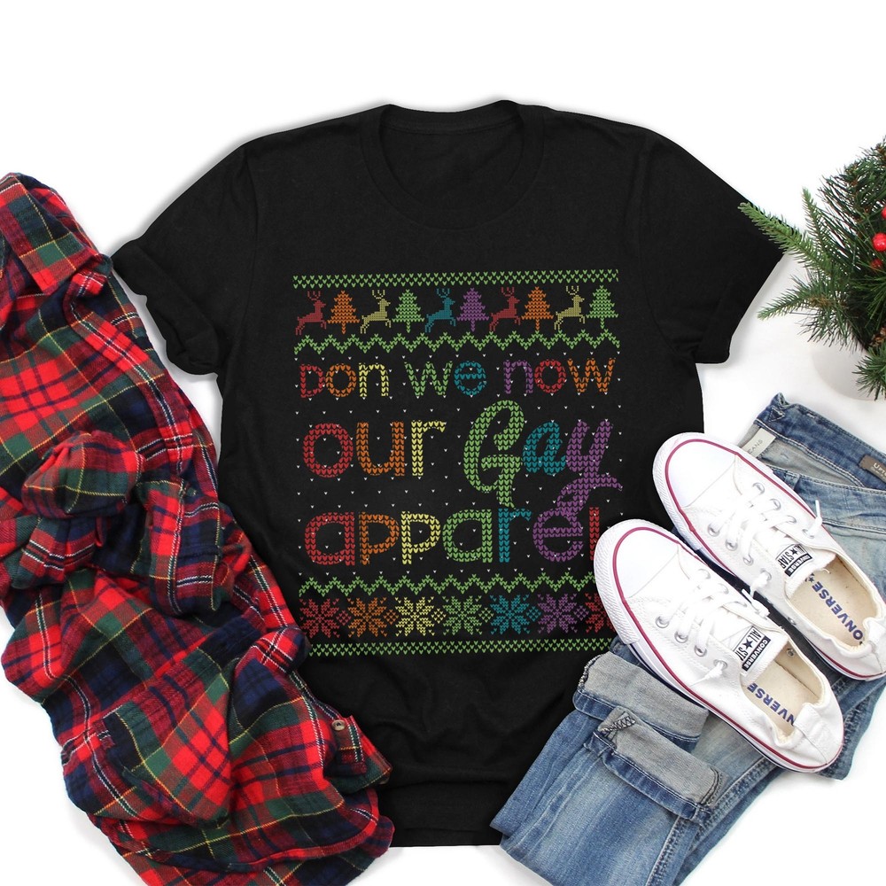 Gay Christmas Funny LGBT Don We Now Our Gay Apparel Rainbow T-Shirt