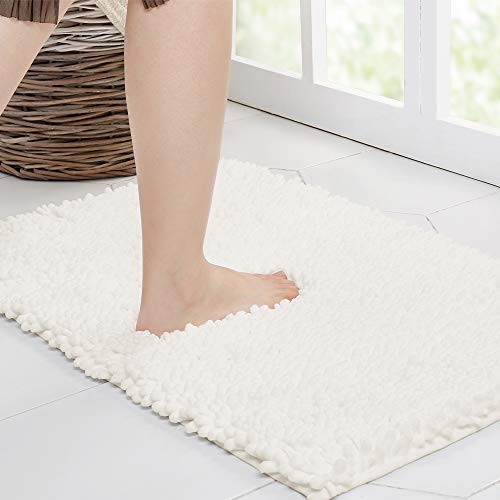 Non-Slip Ivory Bath Mat 24x17 Inch Rectangular Soft Absorbent