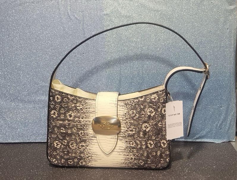 NWT Coach Eliza Leather Shoulder Bag in Gold & Natural