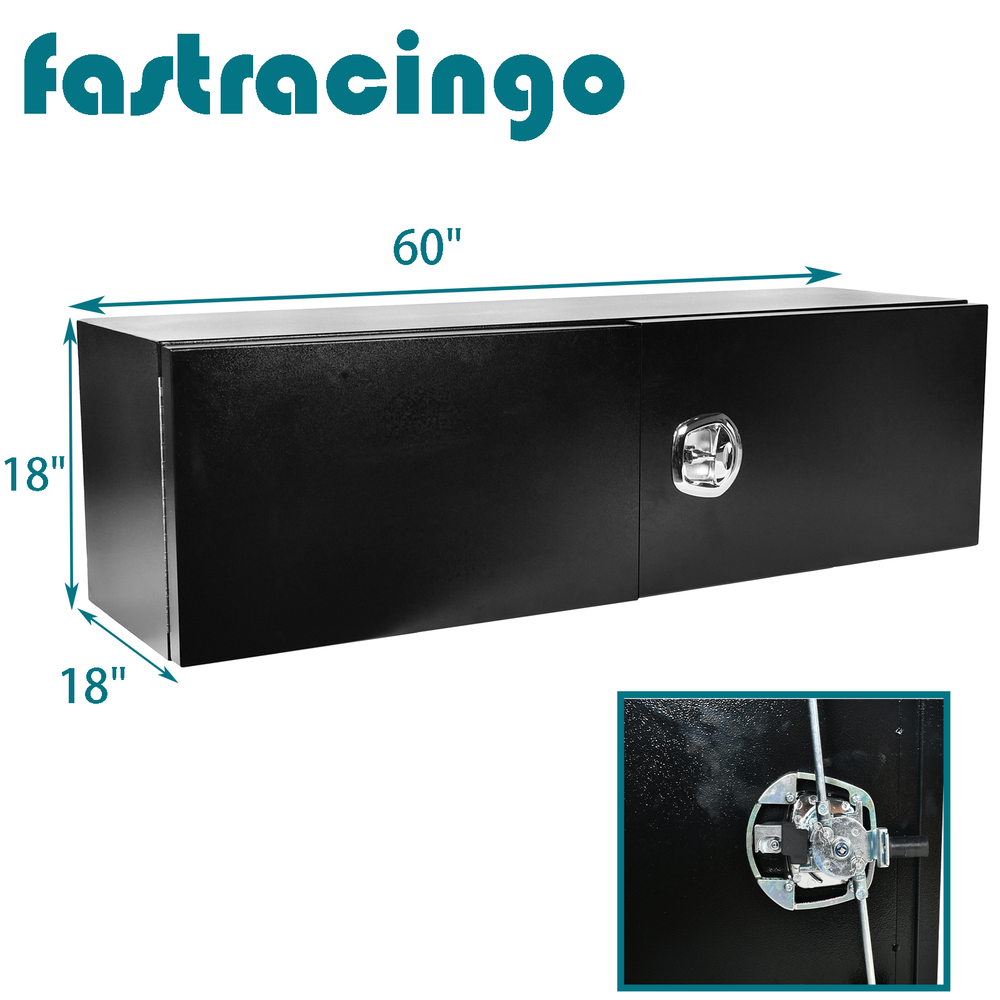 60-Inch Steel Pickup Truck Bed Tool Box with Barn Door and Lock