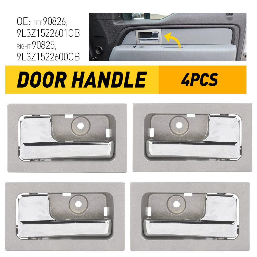 4X Left & Right Interior Door Handle Front & Rear For 2009-2014 Ford F150 Silver