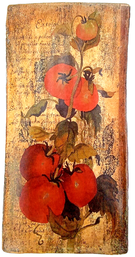 Tomato on the Vine Ceramic Wall Hanging Picture by S. Kintuiz Heavy Rustic Brown