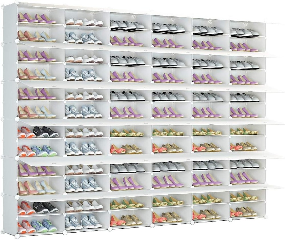 Portable Shoe Rack Organizer 72 Grids Tower Shelf Storage Cabinet