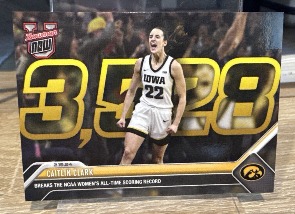 Caitlin Clark Iowa Hawkeyes 2023-24 Bowman U Now Basketball #49 Scoring Record