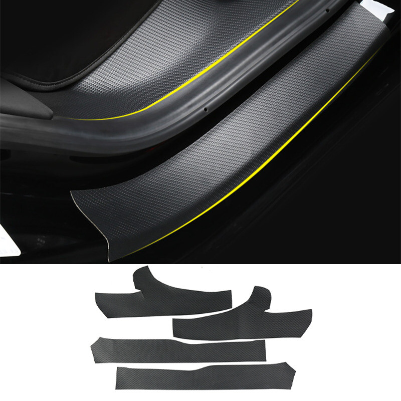 Inner Door Sill Threshold Protector Scuff Plate For Tesla Model 3 17-22 Leathe