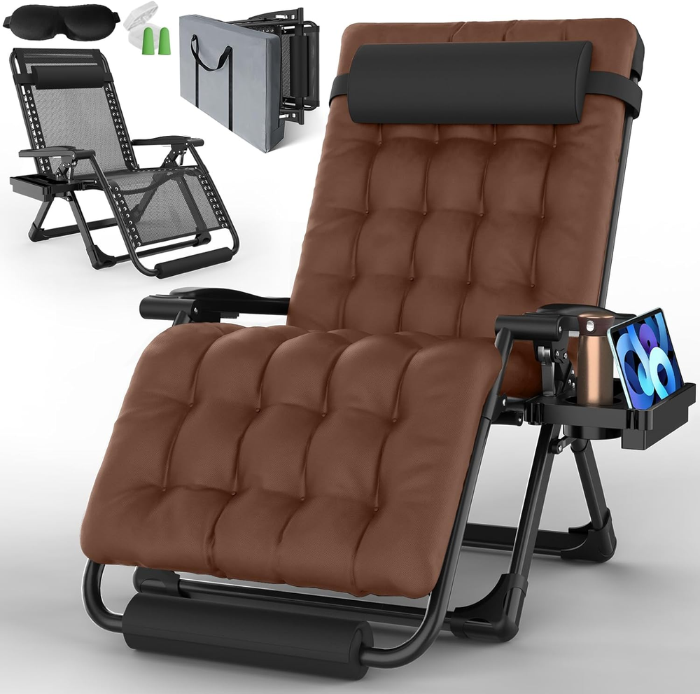 Oversized 33In XXL Padded Zero Gravity Recliner Chair with Cushion