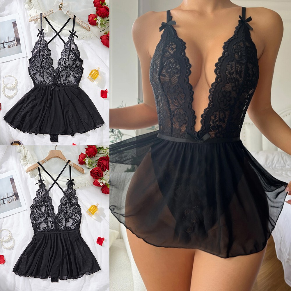 Sexy Lace Lingerie Bodysuit Teddy Babydoll Sleepwear for Women